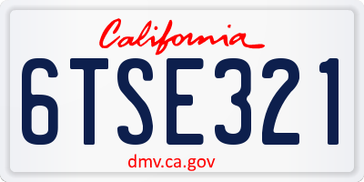 CA license plate 6TSE321