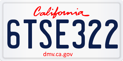 CA license plate 6TSE322