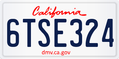 CA license plate 6TSE324