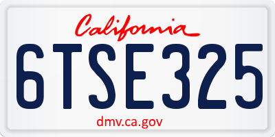 CA license plate 6TSE325