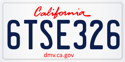 CA license plate 6TSE326
