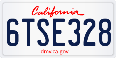 CA license plate 6TSE328