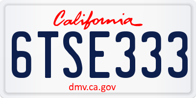 CA license plate 6TSE333