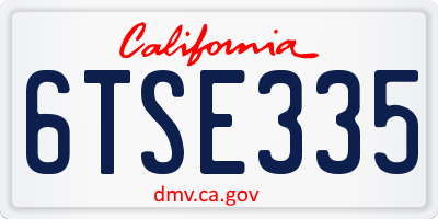 CA license plate 6TSE335