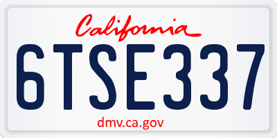 CA license plate 6TSE337
