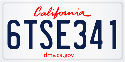 CA license plate 6TSE341