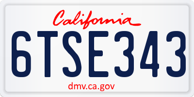 CA license plate 6TSE343