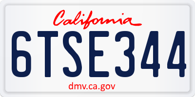CA license plate 6TSE344