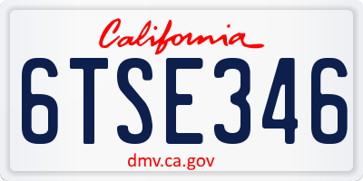 CA license plate 6TSE346