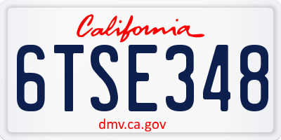 CA license plate 6TSE348