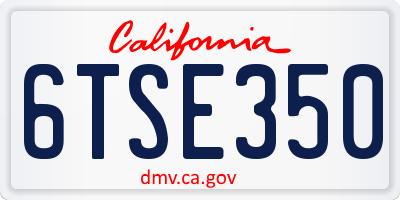 CA license plate 6TSE350