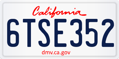 CA license plate 6TSE352