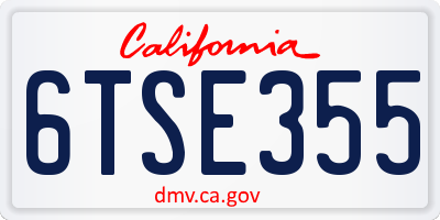 CA license plate 6TSE355