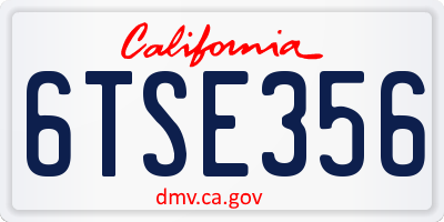 CA license plate 6TSE356