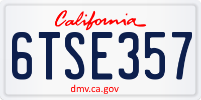 CA license plate 6TSE357