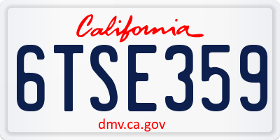 CA license plate 6TSE359