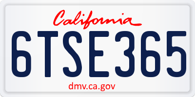 CA license plate 6TSE365