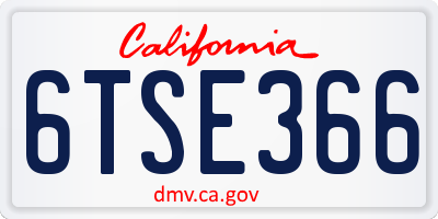 CA license plate 6TSE366