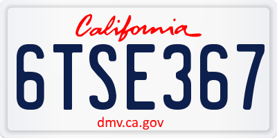 CA license plate 6TSE367