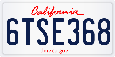 CA license plate 6TSE368