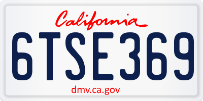 CA license plate 6TSE369