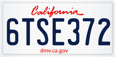 CA license plate 6TSE372