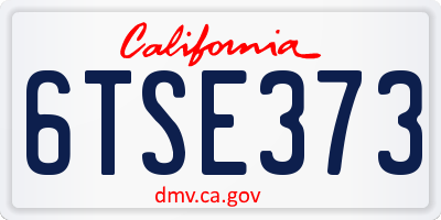 CA license plate 6TSE373