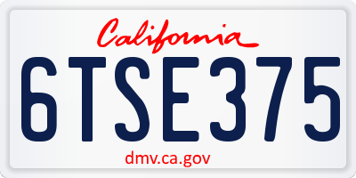 CA license plate 6TSE375