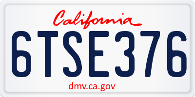 CA license plate 6TSE376