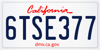 CA license plate 6TSE377
