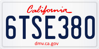 CA license plate 6TSE380