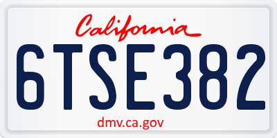 CA license plate 6TSE382