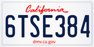 CA license plate 6TSE384