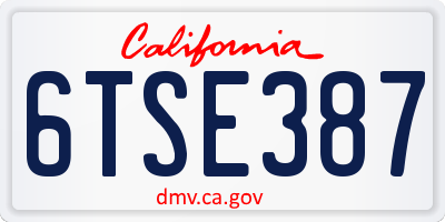 CA license plate 6TSE387