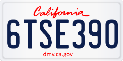 CA license plate 6TSE390