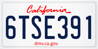 CA license plate 6TSE391