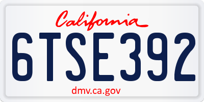 CA license plate 6TSE392