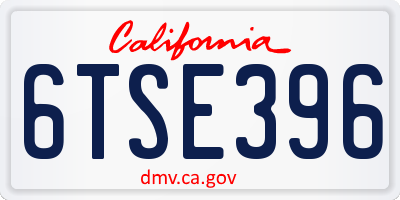CA license plate 6TSE396