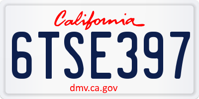 CA license plate 6TSE397