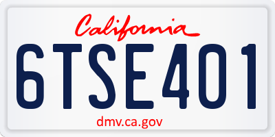 CA license plate 6TSE401