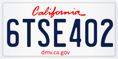 CA license plate 6TSE402