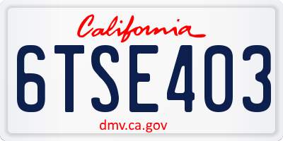 CA license plate 6TSE403