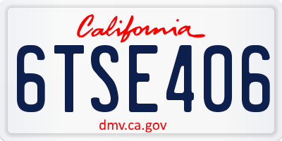 CA license plate 6TSE406