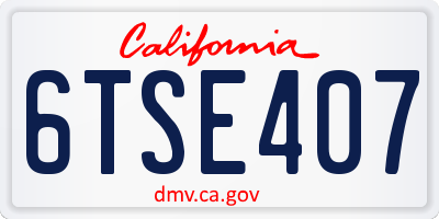 CA license plate 6TSE407