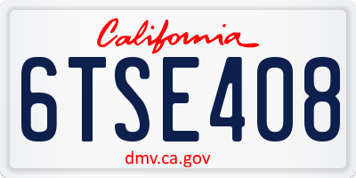 CA license plate 6TSE408