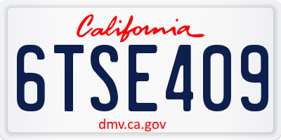CA license plate 6TSE409