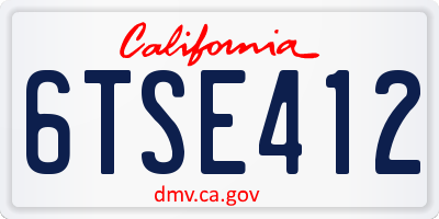 CA license plate 6TSE412