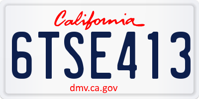 CA license plate 6TSE413