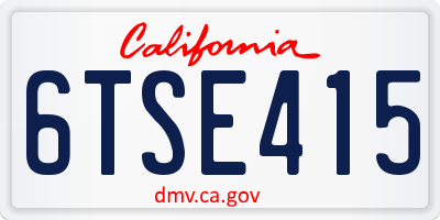 CA license plate 6TSE415