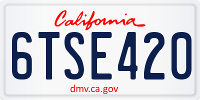 CA license plate 6TSE420